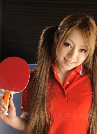 Innocent looking ping pong player Ria Sakurai shows her boobies