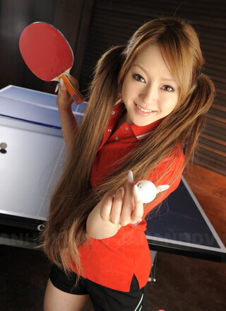 Innocent looking ping pong player Ria Sakurai shows her boobies