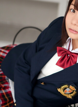 Mana Asian doll in school uniform is naughty and happy after hour