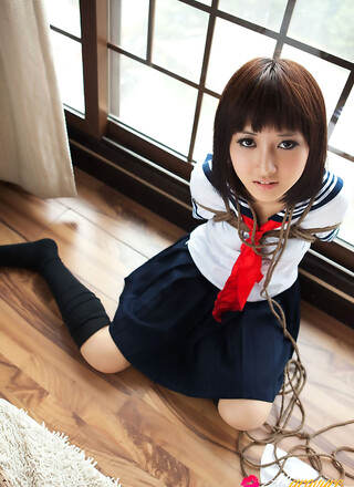 Shiryl Asian in school uniform is punished and tied in ropes